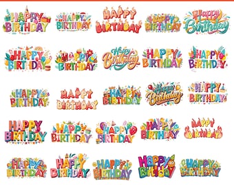 Paquete SVG de Feliz Cumpleaños: Diseños coloridos para fiestas (Descarga digital)