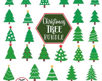 Christmas Tree SVG Bundle, Pine Tree Clipart (Digital Download)