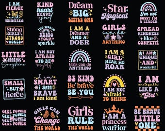 Paquete SVG de niña retro: frases de poder femenino, archivos de corte de silueta para Cricut (descarga digital)
