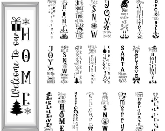 Paquete SVG de letrero navideño para porche, letrero vertical de bienvenida (descarga digital)