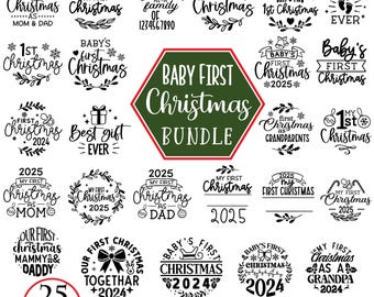 Paquete SVG para la primera Navidad del bebé: diseños de adornos (descarga digital)
