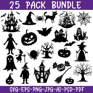 Halloween SVG Bundle, 25 Designs, Geist, Hexe, Kürbis (Digitaler Download)