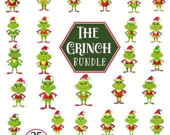 Paquete de SVG navideños del Grinch, archivos de corte y clipart (descarga digital)