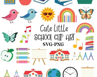 Ensemble de clipart école, modèles de professeur, décoration de salle de classe (fichiers PNG SVG)