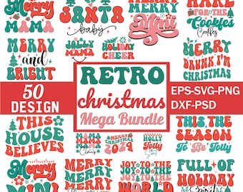 Paquete SVG navideño retro: 50 diseños únicos (descarga digital)
