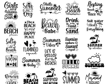 Paquete SVG de playa: Frases de verano, archivos de corte para Cricut y Silhouette (descarga digital)
