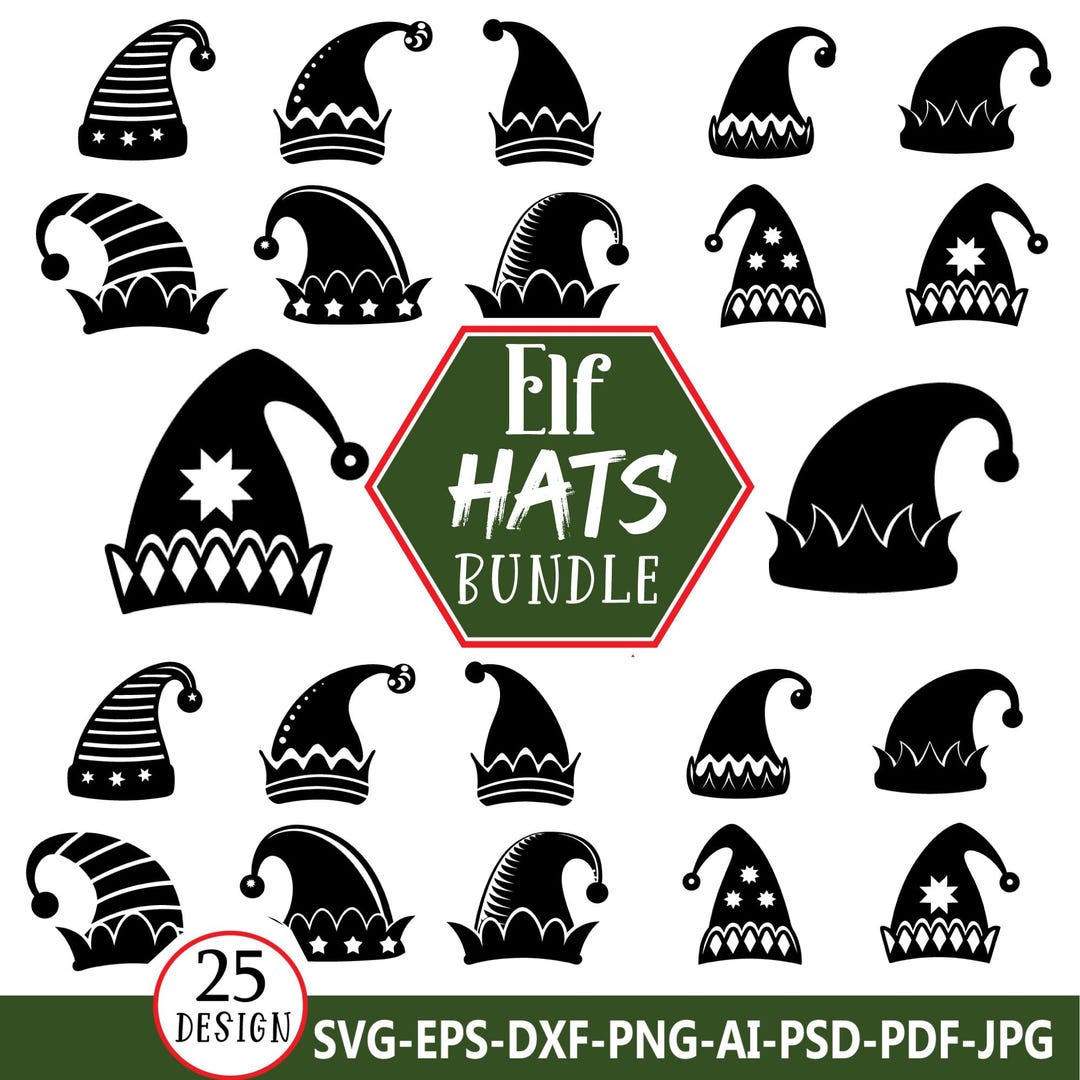 Elf Hats SVG Bundle, Elf Svg, Christmas Svg, Elf Svg File, Elf Head Hat ...