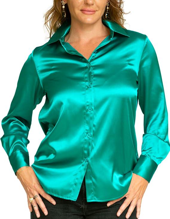 slim fit dress slacks Teal Satin Regular Fit Dress Shirt, Tie & Hanky Set
