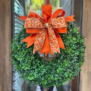 Burnt Orange Wreath Bow, Texas Longhorns, Gold Trim