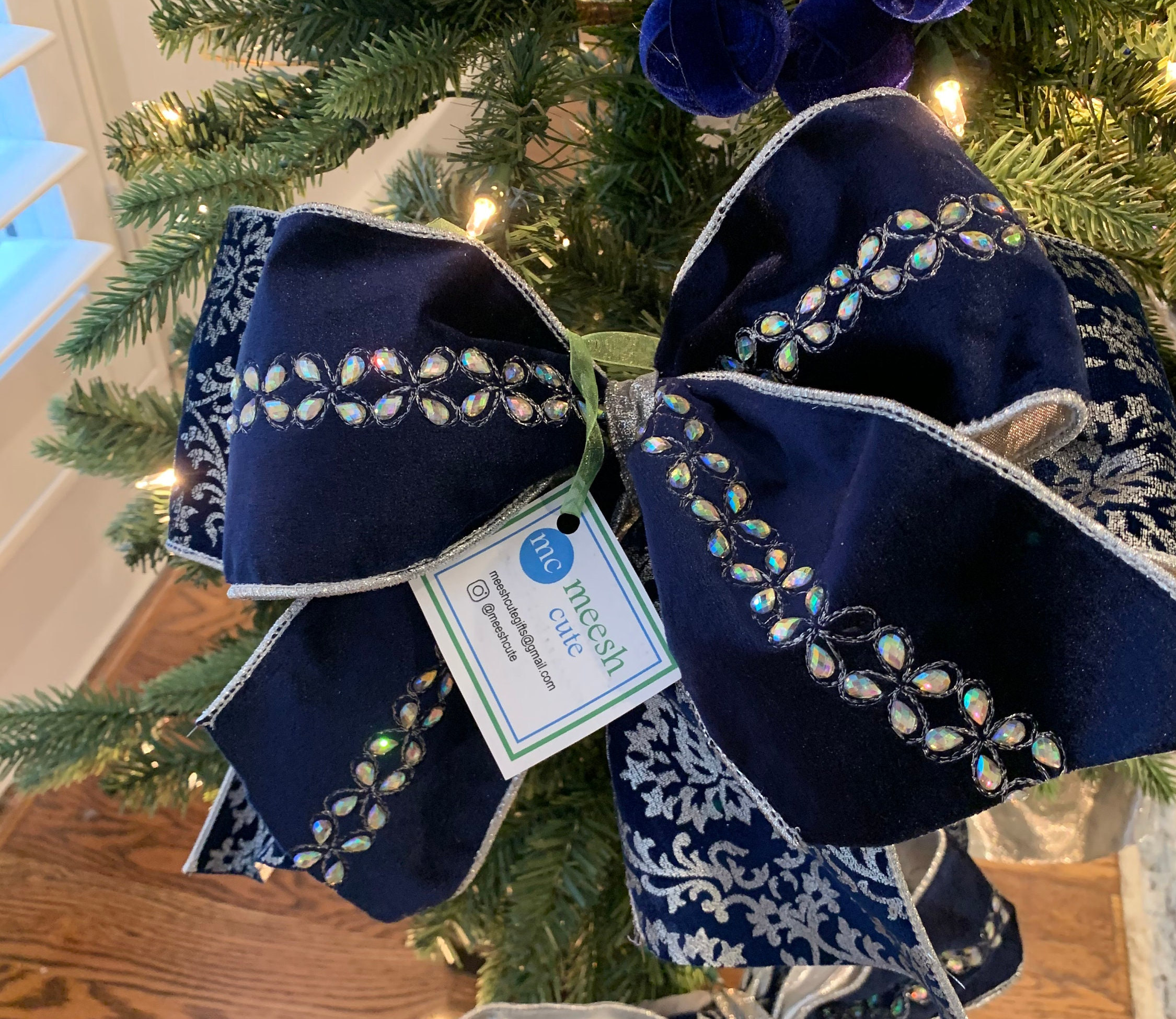 Blue and Silver Bows for Christmas Trees and Wreaths Etsy