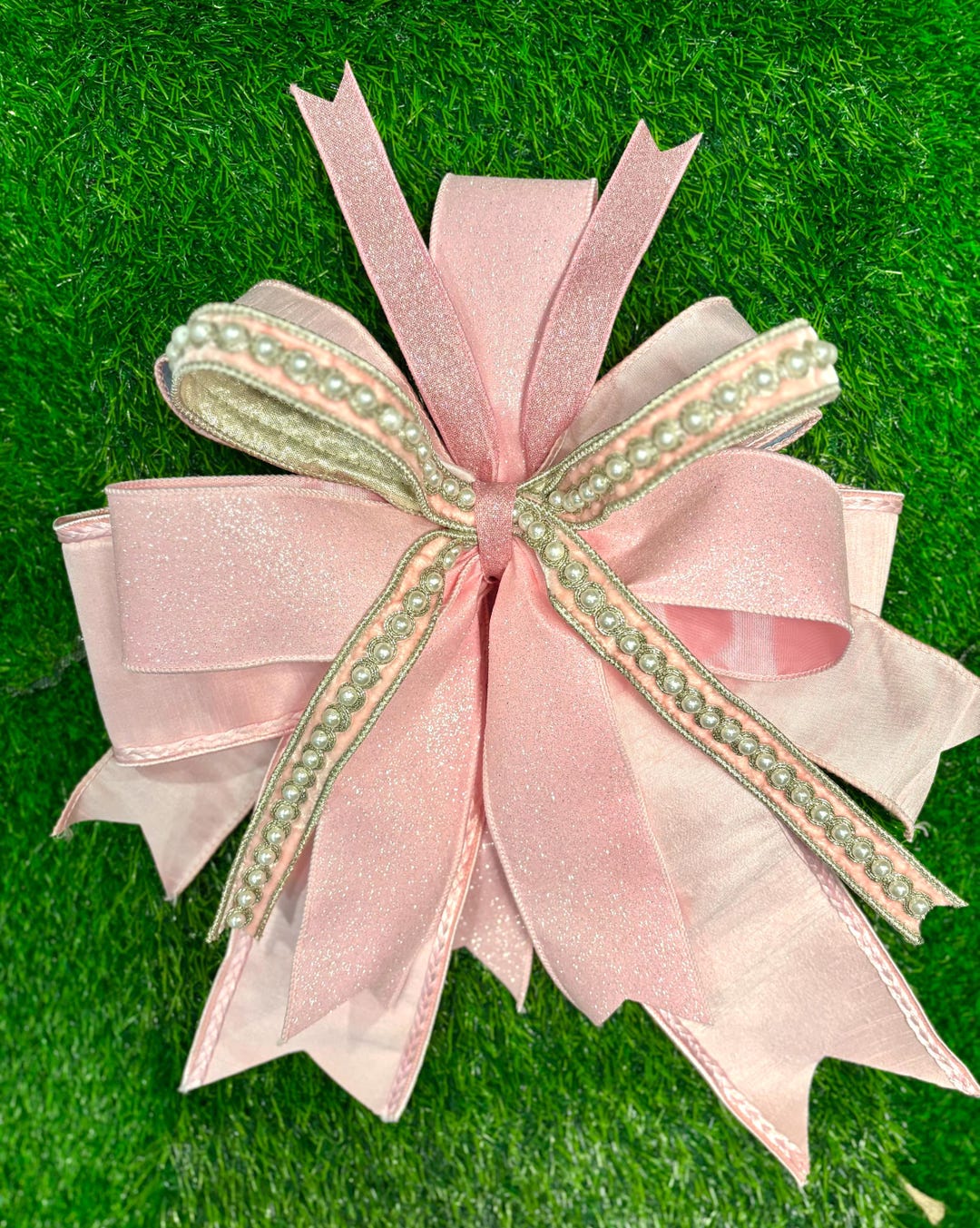 Pink Bows With Pearl Ribbon for Spring and Easter Wreaths and Home ...