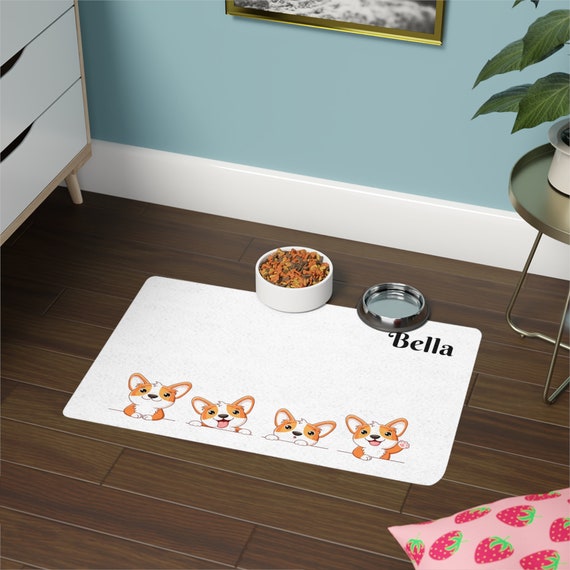 Bella Corgi Pet Food Mat (12x18) Customized for Dogs | Dog Bowl Mat - Etsy