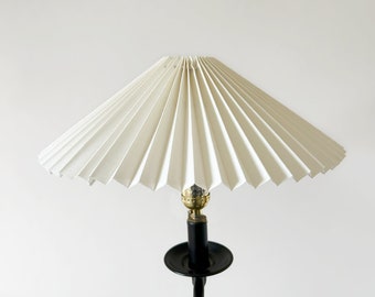 Clip on lamp shade: Cream handmade fabric pleated lamp shade, for table lamps, floor lamps and wall lights