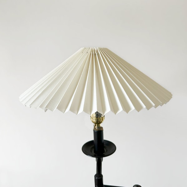 Clip on lamp shade: Cream handmade fabric pleated lamp shade, for table lamps, floor lamps and wall lights