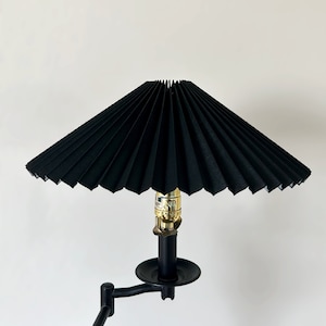 Clip on lamp shade: Black handmade fabric pleated lamp shade, for table lamps, floor lamps and wall lights image 1