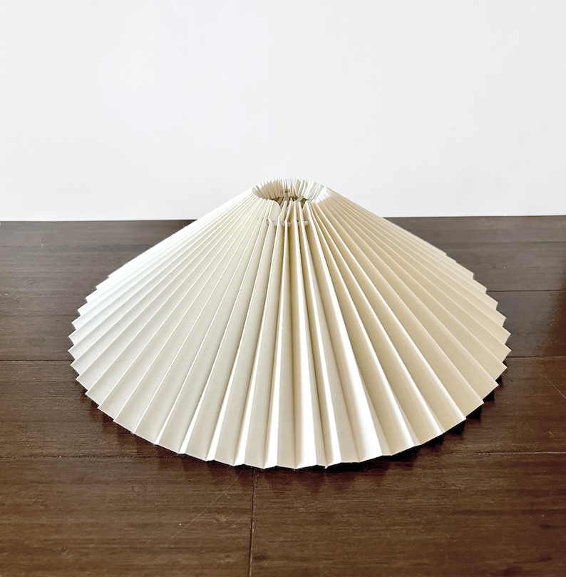 Clip on Lamp Shade Cream Handmade Fabric Pleated Lamp Shade, for Table