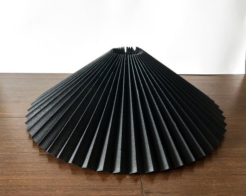 Clip on lamp shade: Black handmade fabric pleated lamp shade, for table lamps, floor lamps and wall lights image 2
