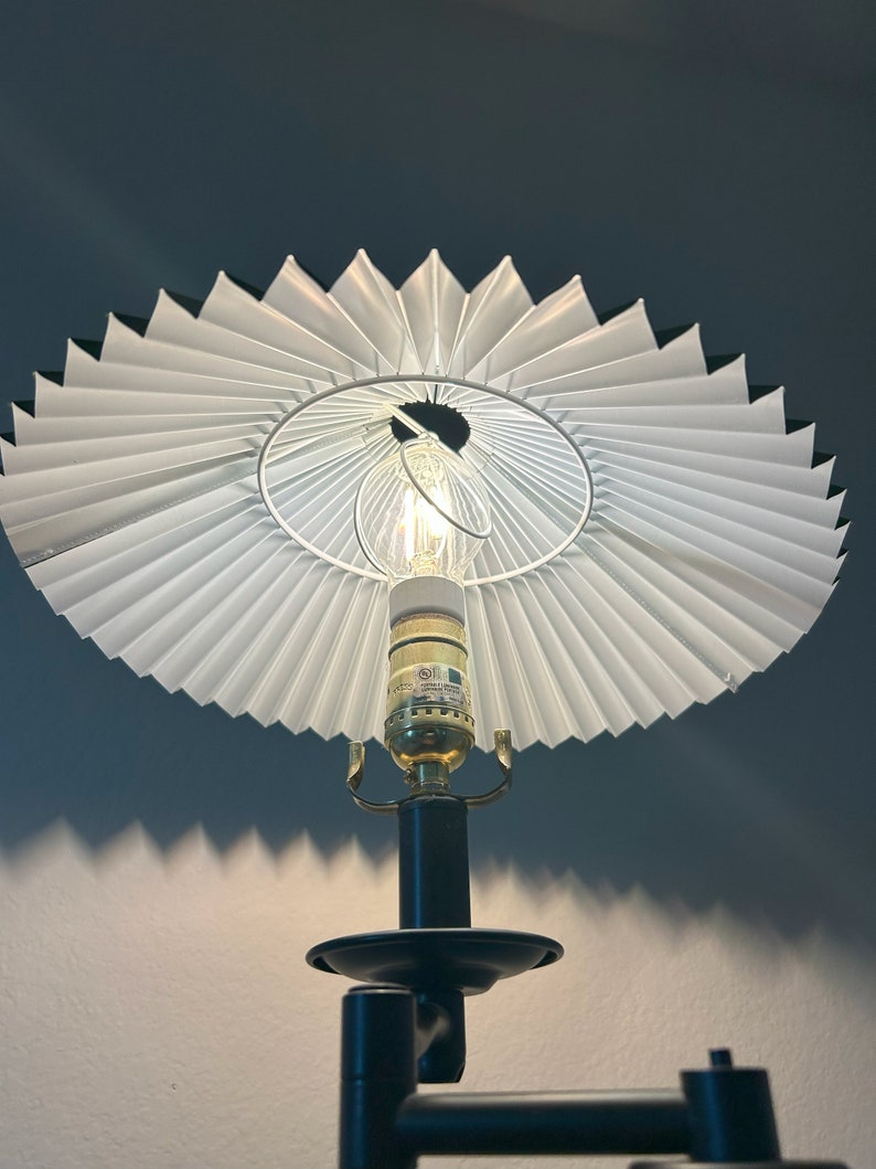 Clip on lamp shade: Black handmade fabric pleated lamp shade, for table lamps, floor lamps and wall lights image 4