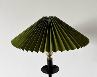 Clip on lamp shade: Olive Green handmade fabric pleated lamp shade, for table lamps, floor lamps and wall lights