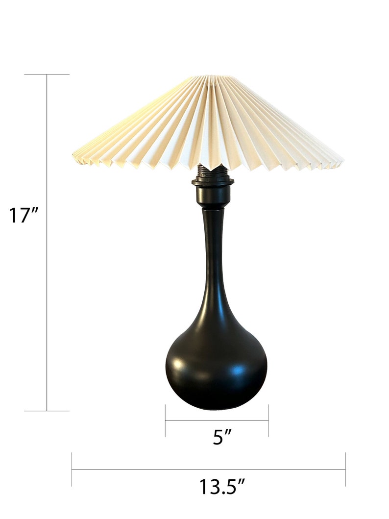 Dimmable Modern Black Metal Table Lamp with Handmade Pleated Fabric Lampshade image 4