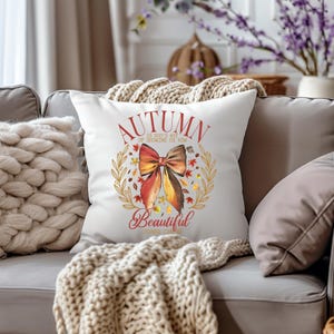 Fall Autumn Square Pillow, Fall Decor for home,  Spun Polyester