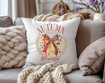 Vierkant herfstherfstkussen, herfstdecor voor thuis, gesponnen polyester