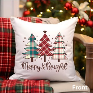 Christmas Pillow, Merry and Bright, Merry Christmas, Family Holiday Pillow, Holiday Decor, Spun Polyester Square Pillow