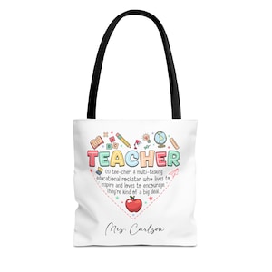 Personalized Teacher Tote Bag, Custom Teacher Gift, End of Year Tote, Teacher Appreciation Gift, Back to School Bag