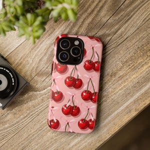 iPhone Cases, Cute Strawberry Design with Coquette Bows, Protective Phone Cover, Girly Phone Case, Fruit Lover Gift, Kawaii Tech Accessories