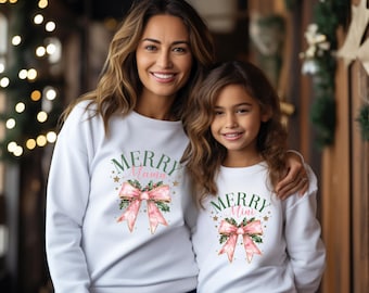 Mommy and Me Christmas Sweatshirt: Merry Mama & Mini Outfit