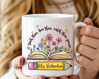 Caneca personalizada para professor: caneca de café com nome personalizado, presente de agradecimento