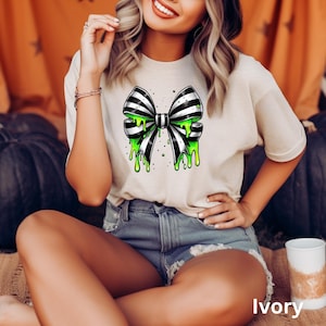 Beetlejuice, Halloween Shirt, Halloween Sweatshirt, Halloween Coquette Bow, Spooky Season,