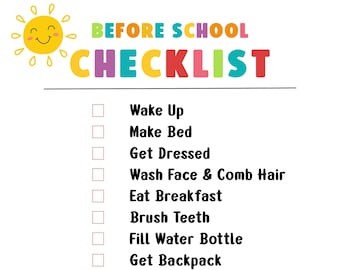 Printable Morning Checklist for Kids, Kids Before School Checklist, Morning Checklist, Printable Checklist (pdf download file)