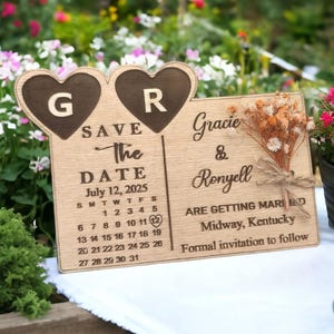 Floral Save the Date Calendar , Wood Save the Date Magnet , Magnet Save Our Date , Laser Cut Magnet , Personalized Save the Date