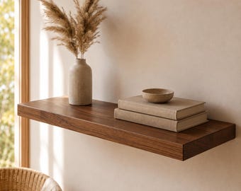 Drijvende plank walnoot, houten wanddecoratie met rechte rand, dikte 4 cm