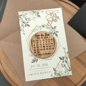 Hochzeitsanzeige, Kalendermagnet Save the Date, Blumenkalender Karte + Magnet, Rustikal Save the Date, personalisierte Karte und Magnet