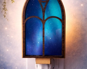 Luz de noche LED, cátedra de la aurora boreal, decoración de vidrieras inspirada en la aurora boreal, iluminación acogedora para el dormitorio.