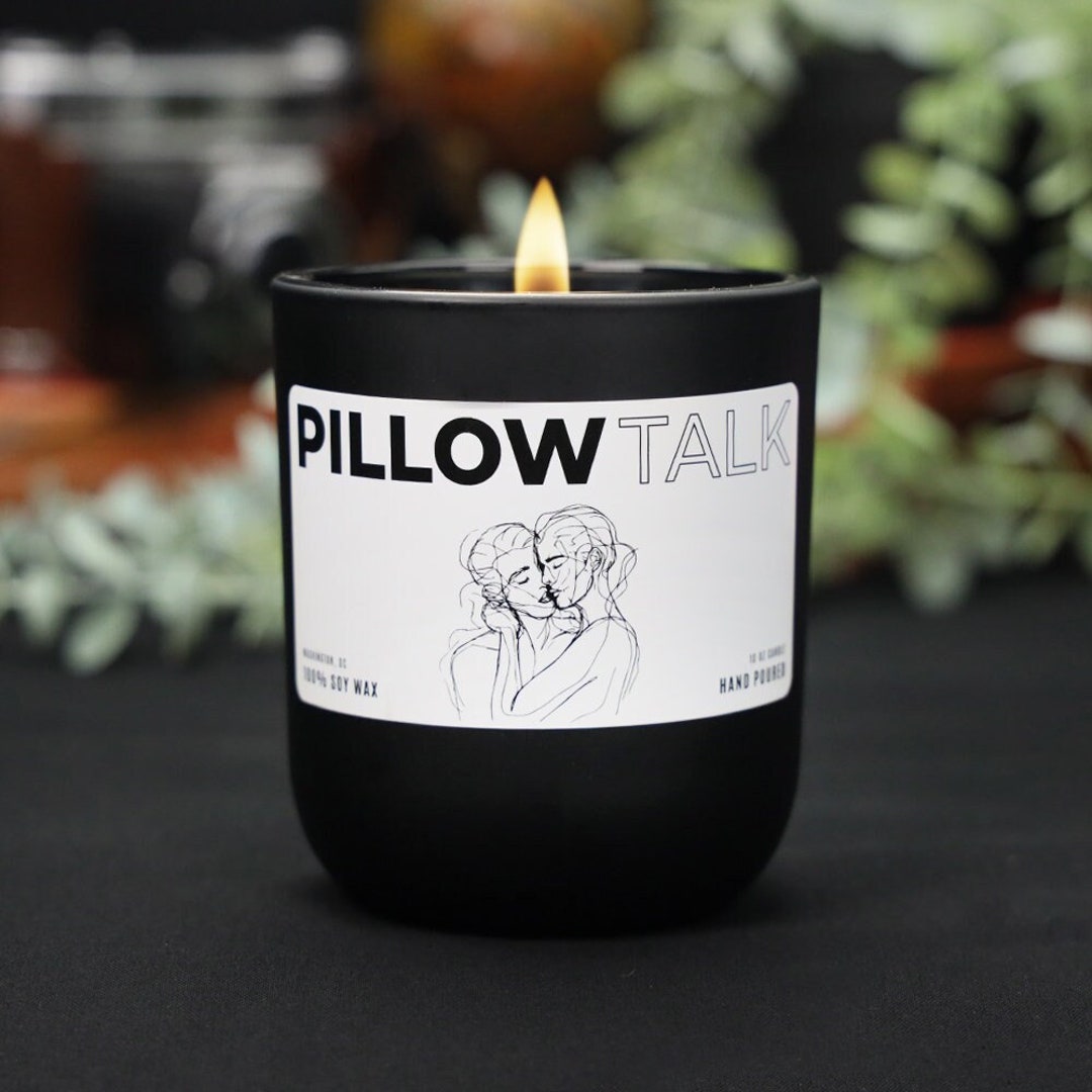 PILLOW TALK Couples Romantic CANDLE for Bridal Shower Gifts in 10oz and 3oz Soy Wax Toxin Free