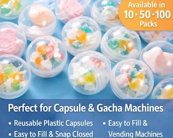 Vending Machine Capsules | Clear, Solid, Mixed Gacha Balls (10, 50, 100 Pack)