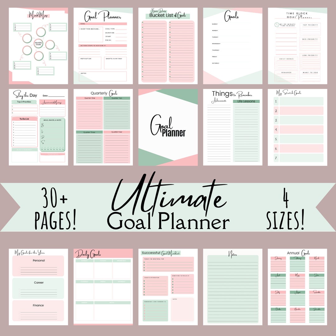 Goal Planner Bundle Goals Tracker Goal Setting Kit New Year ...