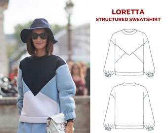 Loretta structured sweatshirt - PDF sewing pattern | Digital sewing pattern for women | Printable sewing pattern | Easy dress pattern