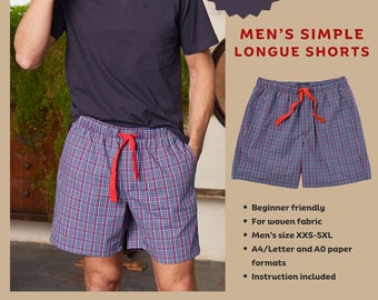 Men's simple lounge shorts - PDF sewing pattern | Simple lounge shorts for men | Easy sewing pattern for men | Tiana's Closet Sewing Pattern
