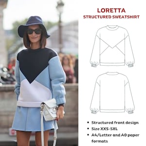 Loretta Structured Sweatshirt Sewing Pattern: Oversized Fit (PDF Pattern)