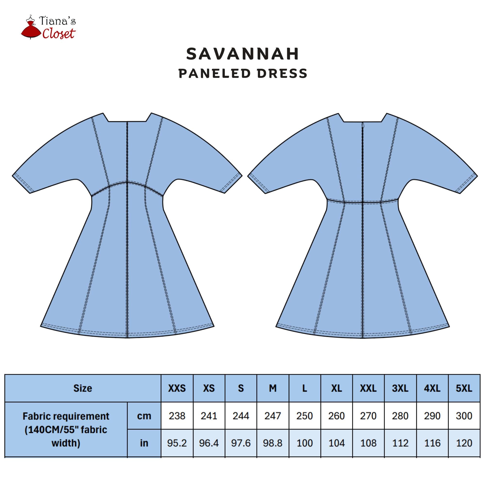 Savannah Panel Dress PDF Sewing Pattern: Elegant Fit & Flare (XXS