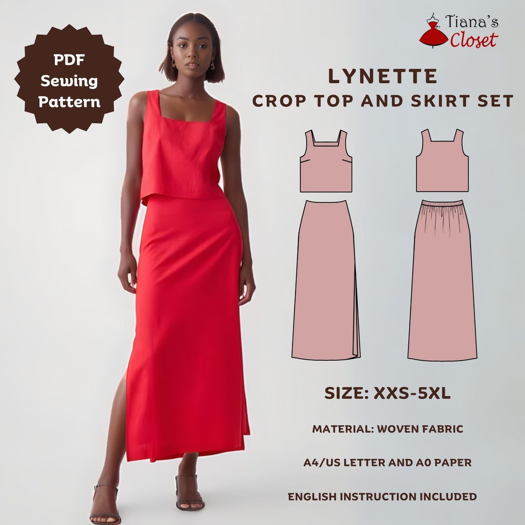 Lynette Top and Skirt Set Sewing Pattern: Occasion Dress (instant