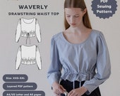 Waverly Puffed Sleeve Top Sewing Pattern: Drawstring Waist (PDF Pattern)