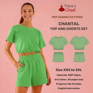 Chantal Top and Shorts Set: Beginner-Friendly Sewing Pattern (PDF Download, XXS-5XL)