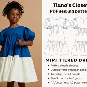 Mimi tiered dress - PDF sewing pattern | Simple sewing pattern for beginners | Digital sewing pattern for little girl | Tiana's Closet