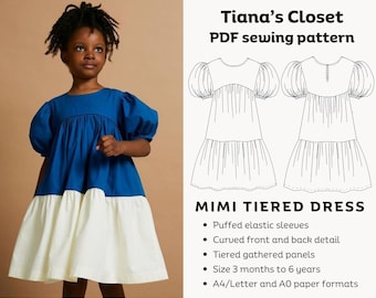 Mimi tiered dress - PDF sewing pattern | Simple sewing pattern for beginners | Digital sewing pattern for little girl | Tiana's Closet