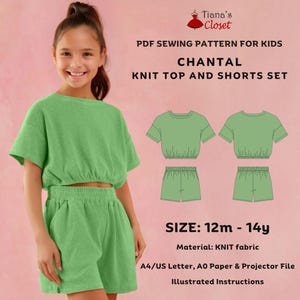 Chantal top and shorts set - PDF sewing pattern for kids | Beginner friendly digital pattern for girls | Size 12 months to 14 years old